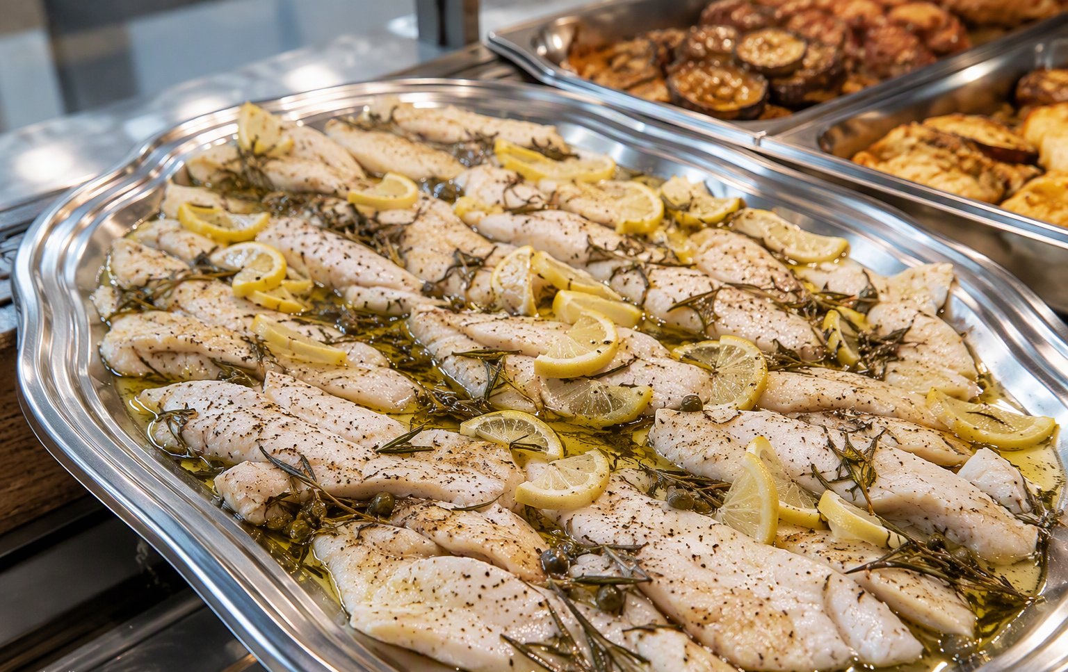 Il pesce al limone e capperi dal banco